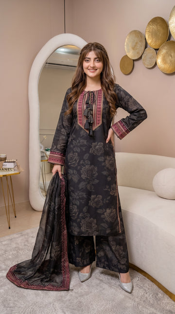 Luxury 3PCS Printed Embroidered Suit | Premium Women's Collection