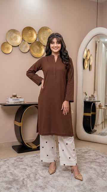New Arrival – 2PCS Cotton Dress for Women in Brown