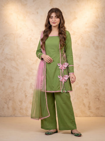 Pink Bloom Premium Lawn Suit with Chiffon Dupatta | Summer Collection 2026