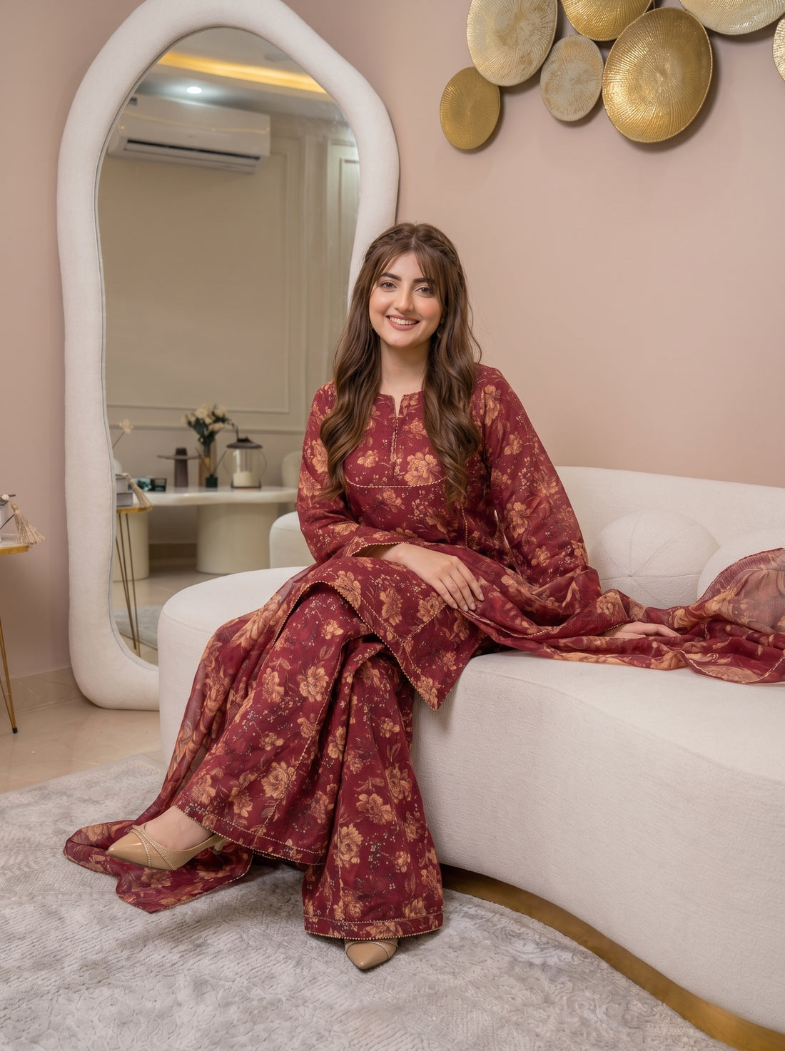 3PCS Luxury Poly Lawn Suit | Elegant Summer Collection