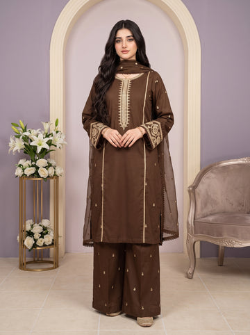 Black 3Pc Lawn Suit with Chiffon Dubatta | Premium Summer Collection
