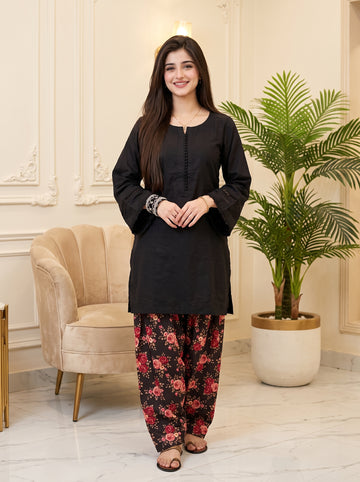 New Arrival – 2PCS pure Lawn Dress for Women in Black